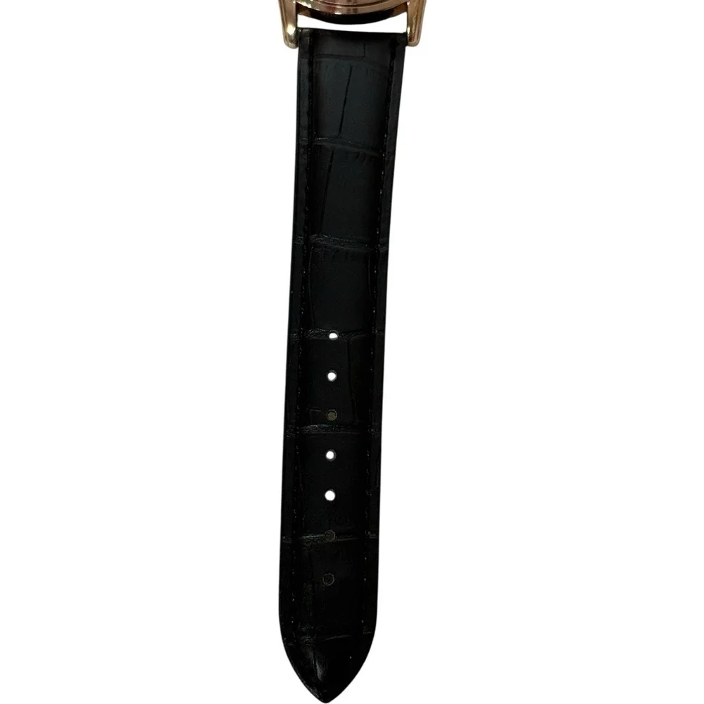 Mreurio Black Leather Men's Rose Gold Quartz Watch‎ With Second Hand